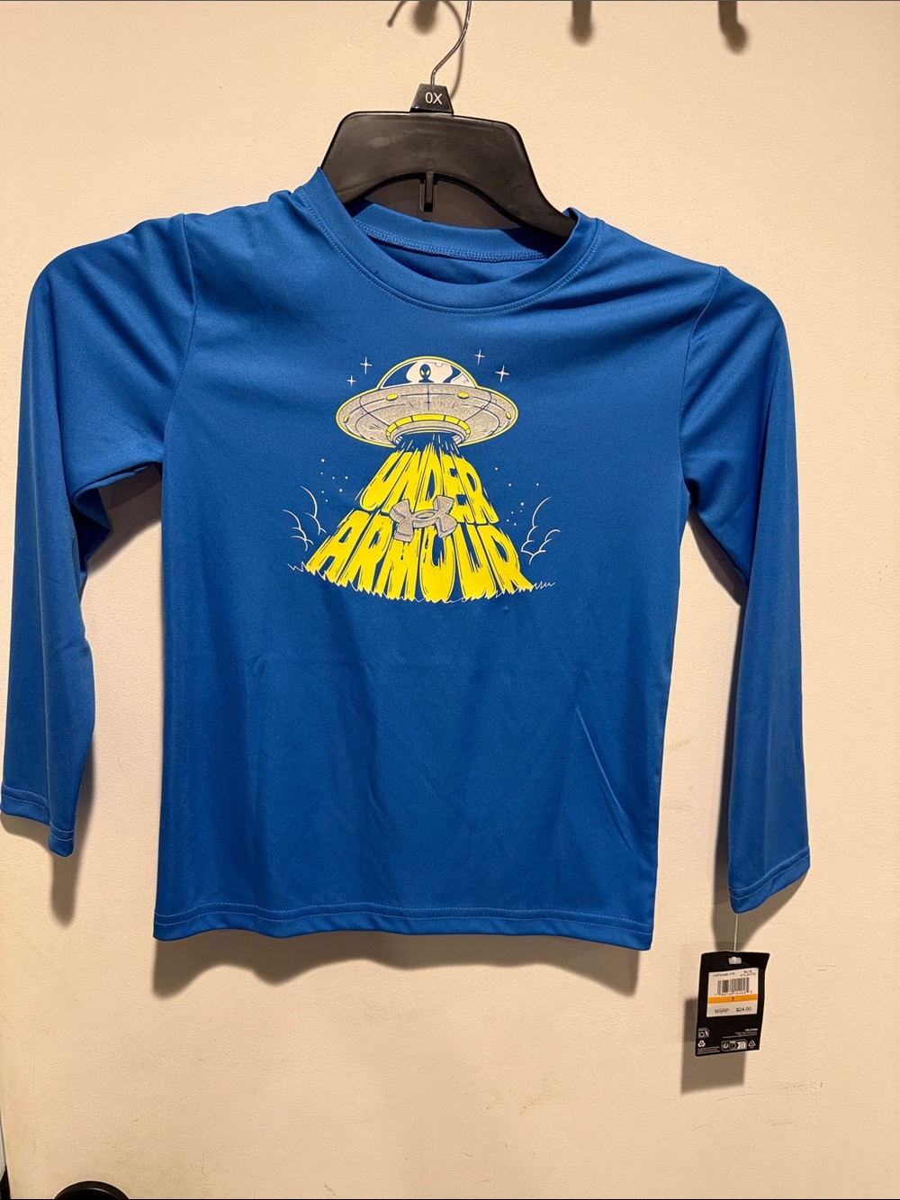 Under Armour Blue Long-Sleeve Performance Tee with Yellow UFO Graphic